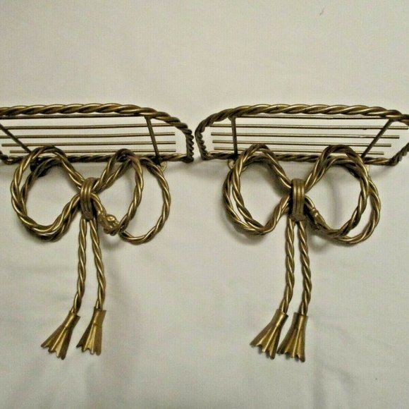 Gold Metal Wall Shelf Pair